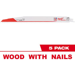MILWAUKEE 48475027 Λάμες Σπαθοσέγας Κατεδάφισης HEAVY DUTY AX για Ξύλο με Καρφιά 300mm/5Tpi (5 τεμ)