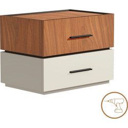 Κομοδίνο Sonlen pakoworld mdf σε καρυδί-μπεζ απόχρωση 60x40x44.5εκ