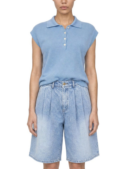 KNITTED SLEEVELESS POLO T-SHIRT WOMEN MATCHBOX