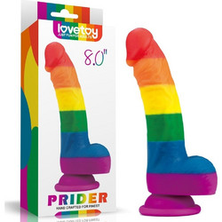 Lovetoy Prider Hand Crafted For Finest Ρεαλιστικό Dildo με Βεντούζα & Όρχεις 20.5cm Πολύχρωμο