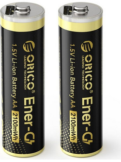 Orico Ener-G EG5C Lithium Battery 1.5V 2100mWh Aa USB-C Rechargeable Battery 2 pcs. -EG5C-UN-2PK-Bp - (ORICO-EG5C-UN-2PK-BP-HU)