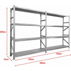 Metalsistem Dexion Γαλβανιζέ Ραφιέρα 300x32x200cm Αντοχή 170kg / Ράφι με 8 Ράφια Max Αντοχή 1360kg