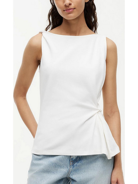 TOMMY HILFIGER Twist Boat Neck Sleeveless Top - Ecru