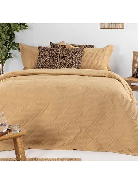 Κουβερλί σετ/3 Sam + 2 Μαξιλαροθήκες Latte 220x240cm Palamaiki 9-140057-008