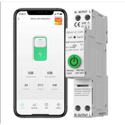 BMAC WiFi Ασφαλειοδιακόπτης 1P 1-63A με Ένδειξη Κατανάλωσης Ρεύματος και θερμοκρασίας - BMCN63R