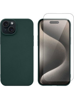 Redshield iPhone 15 Silicone Case & Glass Green Θήκη Κινητού & Προστατευτικό Οθόνης