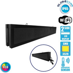 GLOBOSTAR(R) DISPLAY 90315 Κυλιόμενη Ψηφιακή Επιγραφή P10 Διπλής Όψης LED AC 220-240V Αδιάβροχο IP65 RGB - WiFi Control μέσω FK APP - Αισθητήρας Θερμοκρασίας & Υγρασίας - Μ168 x Π12 x Υ24cm