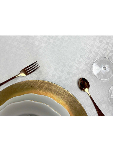 Τραπεζομάντηλο Αλέκιαστο Μπρέντα White Jacquard Viopros (140x180) 1Τεμ