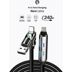 HyperLoq(TM) NeoCable 4-in-1 Charging Cable - Καλώδιο Φόρτισης & Μεταφοράς Δεδομένων 1,2m & 2m