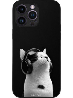 Sonique Men's Edition Θήκη με Σχέδιο «Audio Kitten - White» (iPhone 14 Pro Max)
