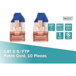 Digitus S/FTP Cat.6 Καλώδιο Δικτύου Ethernet 1m Blue 10τμχ