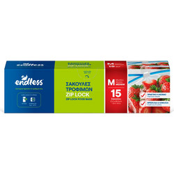 Σακούλες Τροφίμων με Zip Lock Μεσαίες 3L 15Τεμάχια Endless 2999110105
