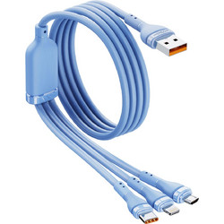 Data Cable σιλικόνης 100W 1M 6A 3 σε 1 MOXOM MX-CB217 - ΜΠΛΕ