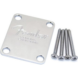 Fender Guitar/Bass Neck Plate, 4-bolt - Corona Califorinia, Chrome