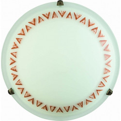 Arkolight Φωτιστικό Οροφής - Πλαφονιέρα 2xΕ27 Φ40cm Μοντέρνο Γυάλινο Καφέ-Λευκό 2127-2/2