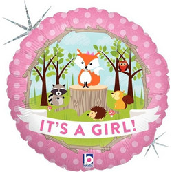 18" Μπαλόνι γέννησης Woodland Baby Girl
