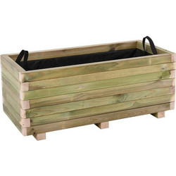 FLOWER POT WOOD Ζαρντινιέρα, Εμποτισμού Pine, Απόχρωση Φυσικό, 90x40x36cm