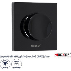 GloboStar 71444 K1-B Mi-BOXER Ασύρματο Επιτοίχιο Χειριστήριο Dimmer RF 2.4Ghz για όλα τα Μονόχρωμα Mi-BOXER Controller DC 3V 1 x CR2032 - IP20 Μαύρο Μ8.5 x Π8.5 x Υ2.5cm - 5 Years Warranty