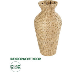 GloboStar Artificial Garden HAVANA 21229 Διακοσμητικό Πλεκτό Καλάθι - Κασπώ Γλάστρα - Flower Pot Μπεζ Π29 x M29 x Υ57cm