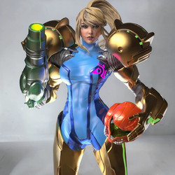 Φιγούρα Samus Aran hold Helmet 3D 3D εκτυπωμένη