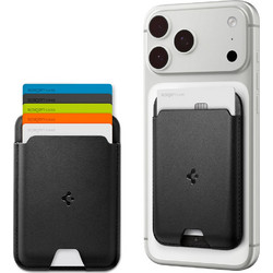 Spigen - Πορτοφόλι Valentinus MagFit (AFA11337) - για 5 κάρτες εύκολης πρόσβασης, μινιμαλιστική κατασκευή, δέρμα PU - μαύρο