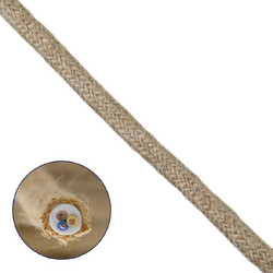 GloboStar(R) 77641 Εύκαμπτο Σχοινί Τριχιά Πλεκτό 1m Διαμέτρου 8mm Μπεζ με Εσωτερικό Καλώδιο Διατομής 3x0.75mm