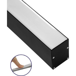 GLOBOSTAR(R) ALP-LINEAR VERTEX 70828-3M Επιφανειακό Προφίλ Αλουμινίου με Λευκό Γαλακτερό Πατητό Κάλυμμα για Ταινίες LED IP20 - Μαύρο & Λευκό - Μ300 x Π5 x Υ7cm