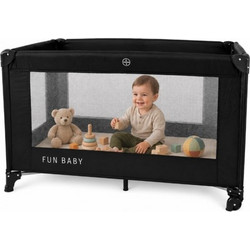 Παρκοκρέβατο μωρού αναδιπλούμενο Fun Baby 125x62x75cm σε μαύρο