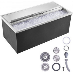 VEVOR Drop in Ice Chest, 36"L x 18"Π x 14"H Ψύκτη από ανοξείδωτο ατσάλι, Επαγγελματικός Κάδος πάγου με συρόμενο κάλυμμα, 40,9 qt εξωτερικής κουζίνας Ice Bar, σωλήνα αποστράγγισης και βύσμα αποστράγγισ