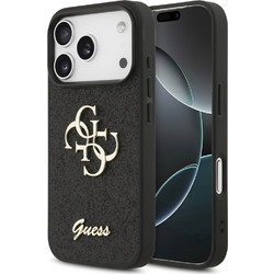 Guess Fixed Glitter Big 4G Logo Back Cover Black (iPhone 17 Pro)