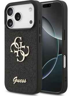 Guess Fixed Glitter Big 4G Logo Back Cover Black (iPhone 17 Pro)