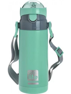 Ecolife Παιδικό Μπουκάλι Θερμός Ανοξείδωτο BPA Free με Καλαμάκι Πράσινο Mint 400ml