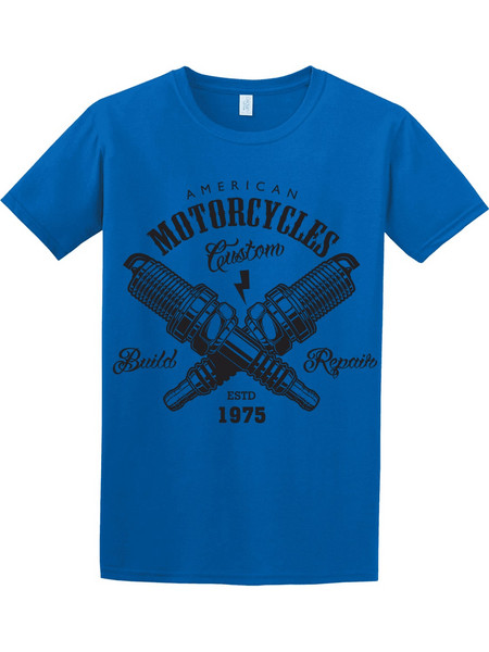 American Motorcycles Custom Unisex T-Shirt ΜΠΛΕ ΡΟΥΑ