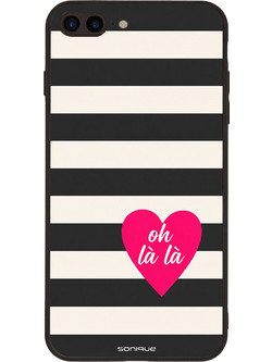 Sonique Stripe Stories Series Θήκη με Σχέδιο «Oh La La» Black (iPhone 8 Plus / 7 Plus)