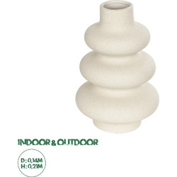 GloboStar(R) Artificial Garden THAILAND 21278 Διακοσμητικό Κεραμικό Βάζo Μπεζ Π14 x Μ14 x Υ21cm