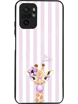 Sonique Stripe Stories Series Θήκη «Λιλά- Καμηλοπάρδαλη με Τσιχλόφουσκα» (Xiaomi Redmi Note 10/Note 10s/Poco M5s)