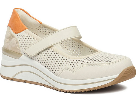 Γυναικεία ανατομικά comfort δερμάτινα sneakers της RIEKER σέ white comb χρώμα