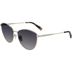 Longchamp LO155S 726 Γυναικεία Γυαλιά Ηλίου Οβάλ Μεταλλικά Ασημί με Μαύρο Φακό