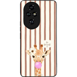 Sonique Stripe Stories Series Θήκη (Honor 200 Pro 5G) Καφέ - Καμηλοπάρδαλη με Τσιχλόφουσκα