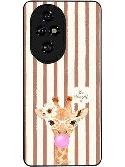 Sonique Stripe Stories Series Θήκη (Honor 200 Pro 5G) Καφέ - Καμηλοπάρδαλη με Τσιχλόφουσκα