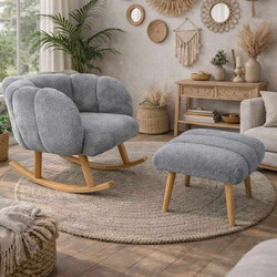 Papatya Κουνιστή Πολυθρόνα με Υποπόδιο Γκρι Lotus 70x42x94/45x45x45cm 251BLS1155