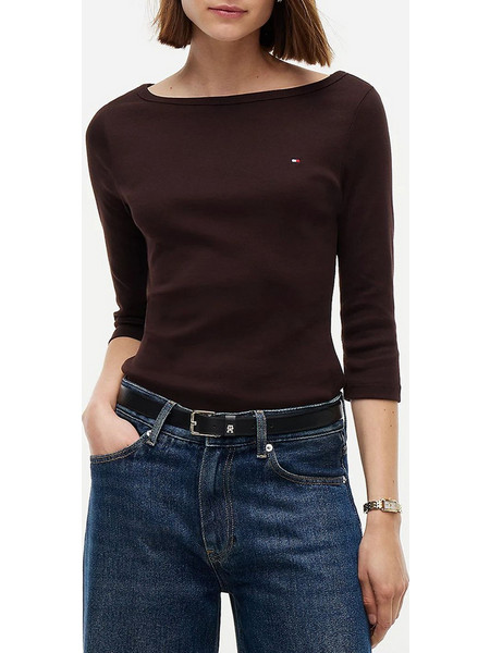 TOMMY HILFIGER CODY BOAT-NK 3/4 SLV TEE WW0WW49928-HJT Chocolate