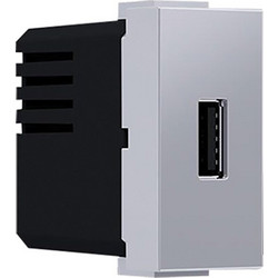 Acaelec Modys Πρίζα Τροφοδοσίας 1xUSB 1 Στοιχείου 1P IP20 230V 50Hz 0.3A 5V DC 1.2A Ασημί (10101412824)
