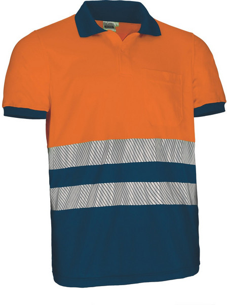 Polo Υψηλής Ορατότητας Κοντομάνικο THURSO Valento Fluo Orange-Orion Navy Blue