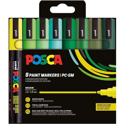 Uniball - Σετ Μαρκαδόρων Posca 8P PC-5M 2.5mm 8 Τεμαχίων, Green Colors 90246