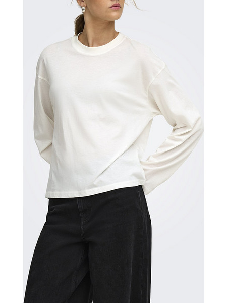 ONLY ONLHAPPY L/S O-NECK TEE CC JRS 15382111-Cloud Dancer OffWhite