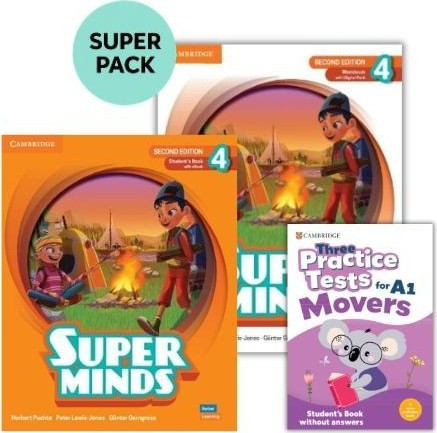 SUPER MINDS 4 SUPER PACK 3 (SB + WB + 3 PRACTICE TESTS MOVERS + WORDLIST) 2ND ED