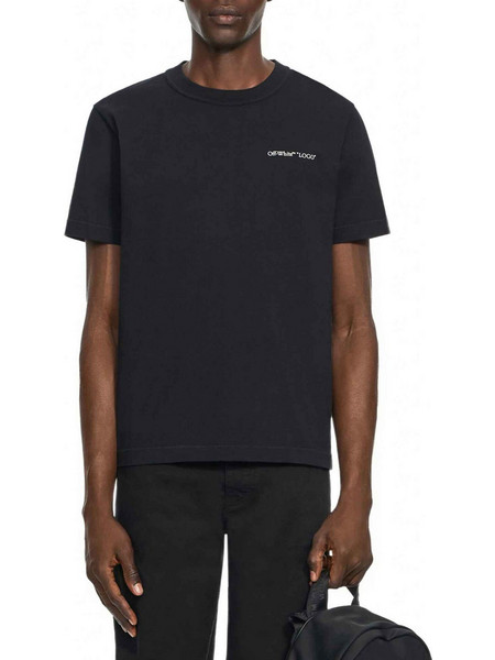 Off-White T-shirt Logo Quote κανονική γραμμή μαύρο βαμβακερό
