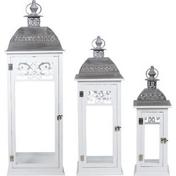 S/3 ΦΑΝΑΡΙΑ ΜΕΤΑΛΛΙΚA - ΞΥΛΙΝΑ ΛΕΥΚΑ 33x33x93cm / 25x25x71.5cm / 17x17x50.5cm ESTHETI EUROLAMP WHITE Άσπρο Metal, Glass, Wood Μέταλλο, Γυαλί, Ξύλο 332517