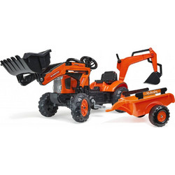 Falk Kubota Ποδοκίνητος Παιδικός Εκσκαφέας με Καρότσα Πορτοκαλί